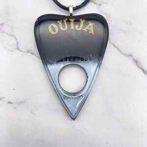 Black Silver Chrome Dipped Ouija Planchette Necklace